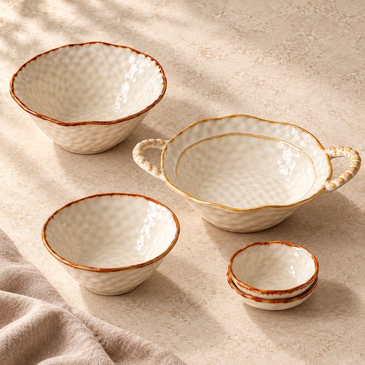 Amber Rim Ceramic Bowls