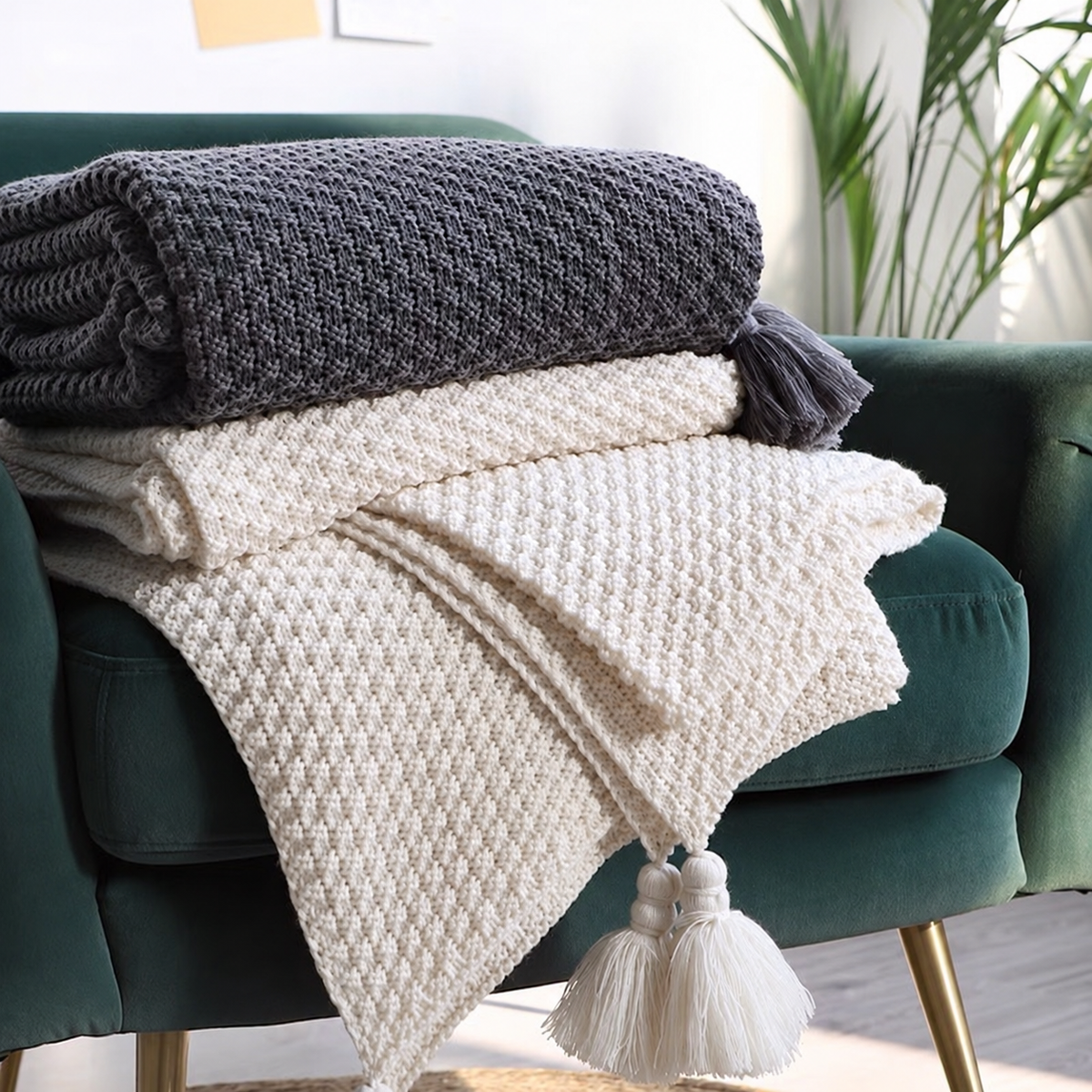 Textured Tassel Throw
