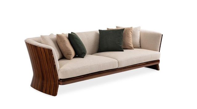 Sculptural Wood Frame Sofa