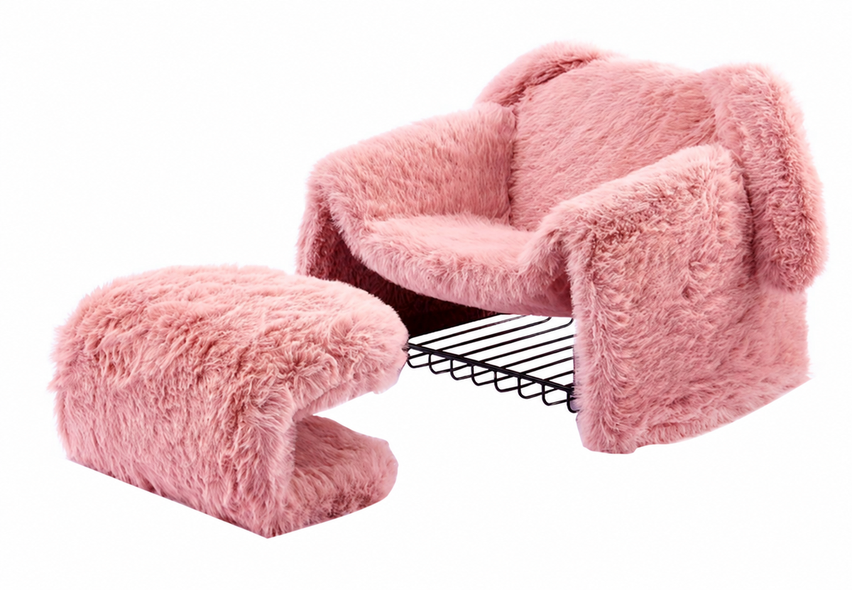 Pink Lounge Chair and Ottoman